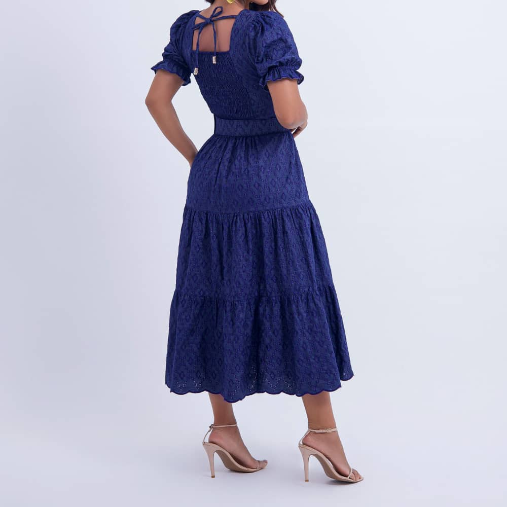 Vestido Feminino Azul Estilo Contemporâneo Modesto Floreari