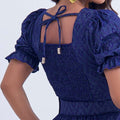 Vestido Feminino Azul Com Forro Completo e Opaco Floreari