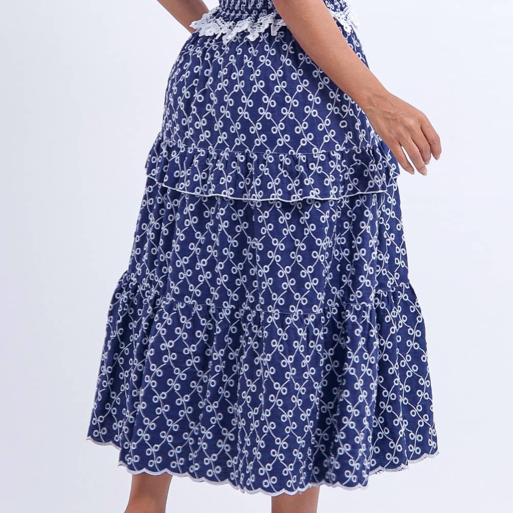 Vestido Feminino Azul Para Ocasiões Formais Modestas Floreari
