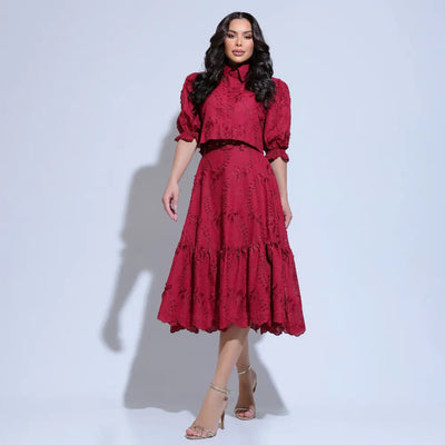 Conjunto Feminino Vermelho Clássico Floreari