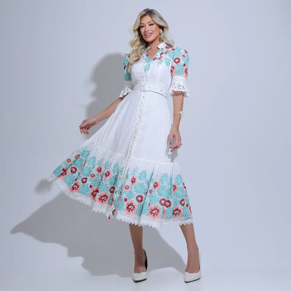 Vestido Feminino Branco Leve Floreari