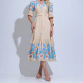 Vestido Feminino Bege Estampa Flores Vibrantes Floreari