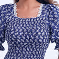 Vestido Feminino Azul Escuro Comprimento Midi Discreto Floreari