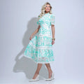 Vestido Feminino Branco Gola Alta Manga Curta Floreari