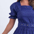 Vestido Feminino Azul Para Ocasiões Casuais Modestas Floreari