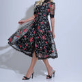 Vestido Feminino Preto Noite Transparente Floreari