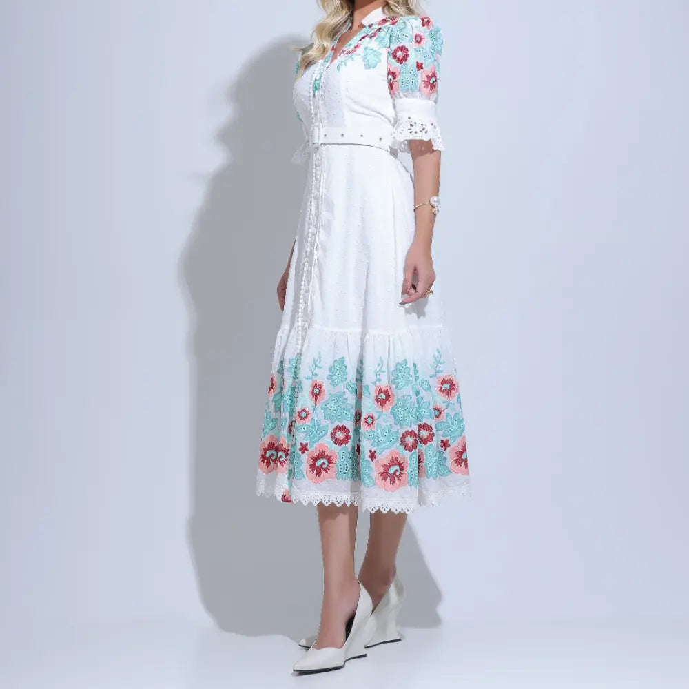Vestido Feminino Branco Sutil Floreari