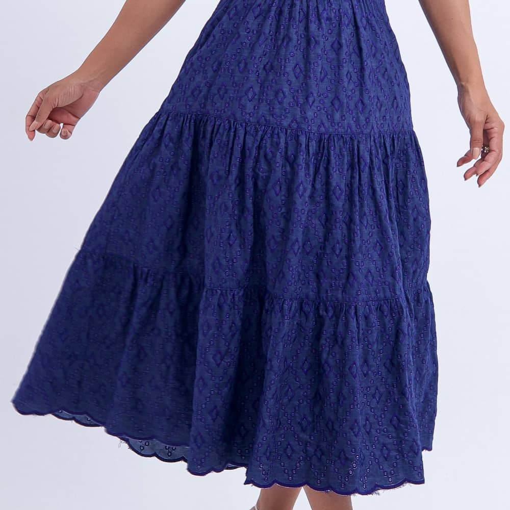Vestido Feminino Azul Para Encontros Familiares Recatados Floreari