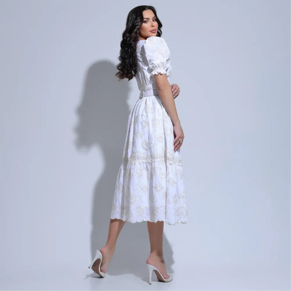 Vestido Feminino Branco Exclusivo Floreari