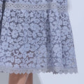 Vestido Feminino Cinza Renda Vazada Romântico Floreari