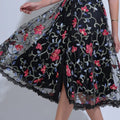 Vestido Feminino Preto Casual Chic Bordado Floreari