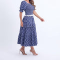 Vestido Feminino Marinho Manga Curta Recatada Floreari