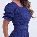 Vestido Feminino Azul Conforto e Praticidade Modesta Floreari