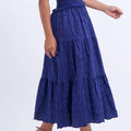 Vestido Feminino Azul Elegância Modesta em Camadas Floreari