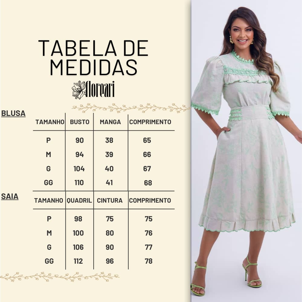 Conjunto Feminino Off-White Tabela Floreari