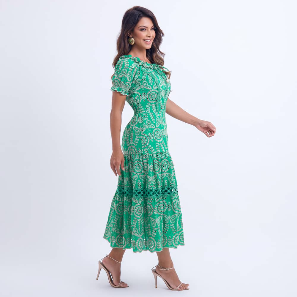 Vestido Feminino Verde Confortável Leve Floreari