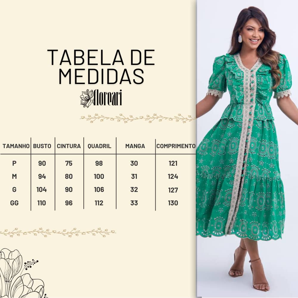  Vestido Feminino Tabela Floreari