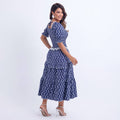 Vestido Feminino Azul Para Culto e Eventos Religiosos Floreari