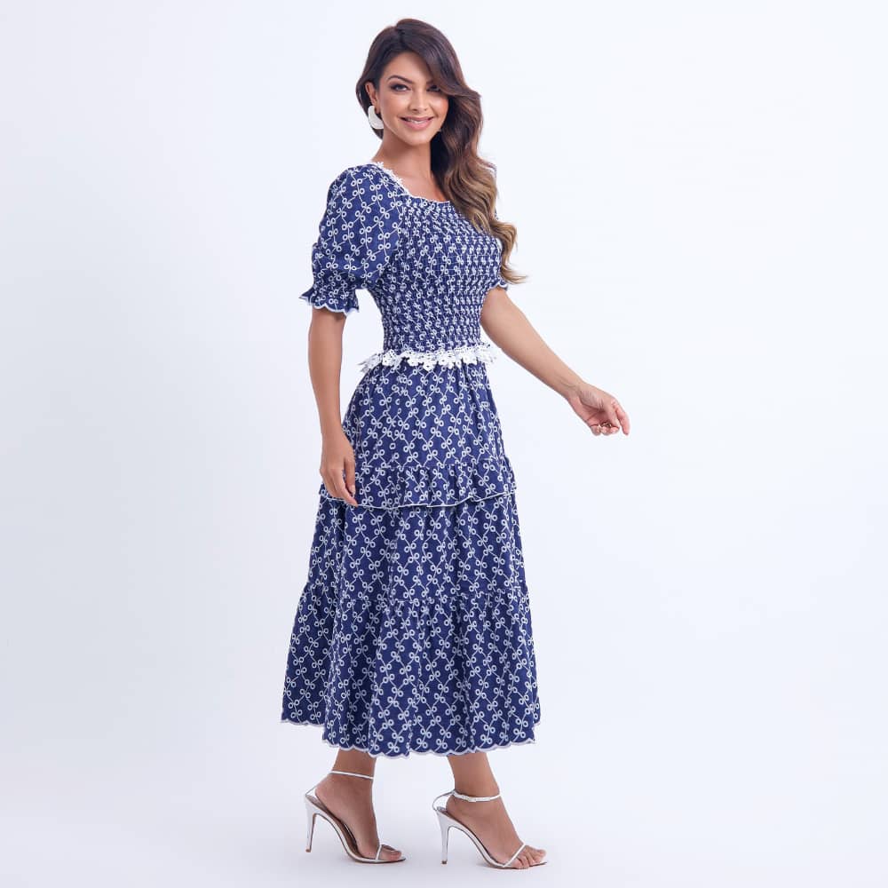 Vestido Feminino Azul Ideal Para Mulheres Cristãs Floreari