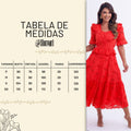 Vestido Feminino Vermelho Tabela Floreari