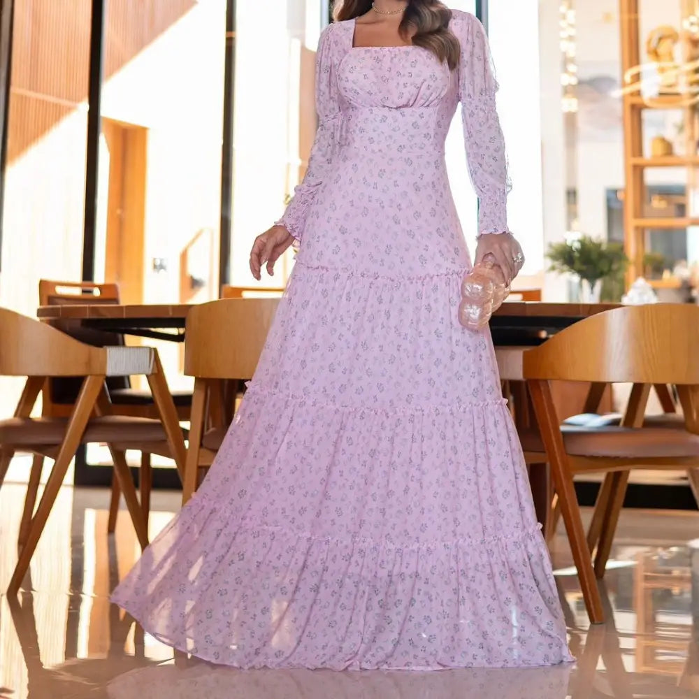 Vestido Feminino Janaína Lilás em Tule Estampado - FL38