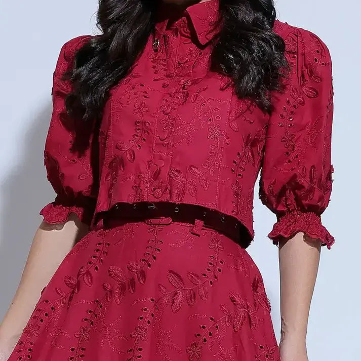 Conjunto Feminino Vermelho Clássico Floreari