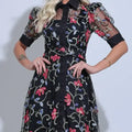 Vestido Feminino Bordado Floral Midi Floreari