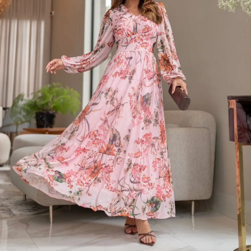 Vestido Feminino Katia Rosa em Tule com Mangas Longas - FL43